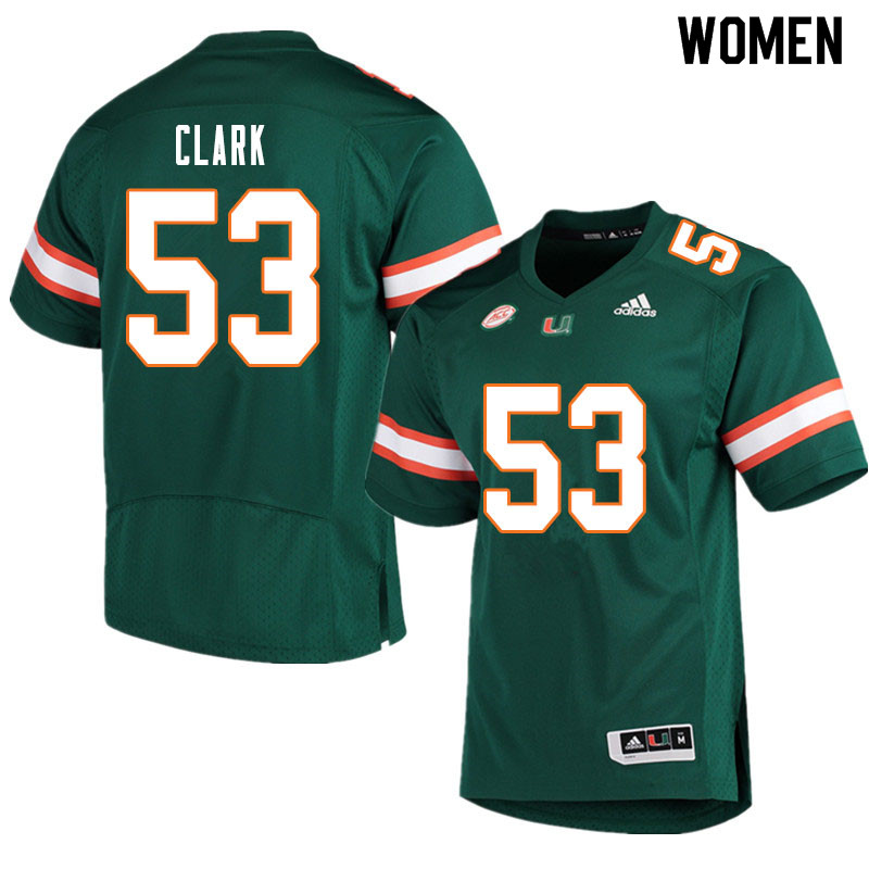 Women #53 Jakai Clark Miami Hurricanes College Football Jerseys Sale-Green